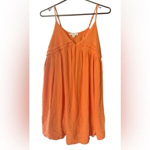 L Love Orange Rayon Babydoll Tank Top Spaghetti Strap Flowy Size S